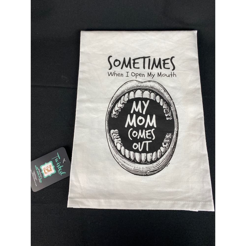 Twisted Wares Funny Mom Mouth Hang Tight Towel and New with Tags